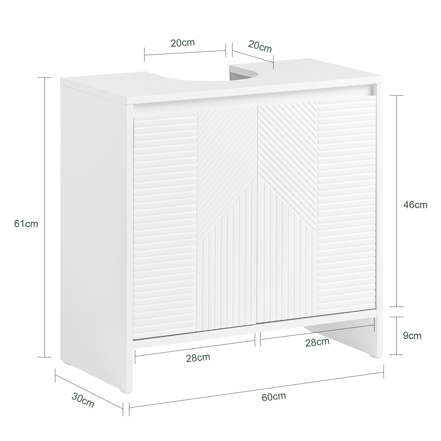 SoBuy BZR157-W Meuble sous évier Meuble de salle de bains Meuble bas Meuble de salle de bains - Blanc - 60 x 61 x 30 cm
