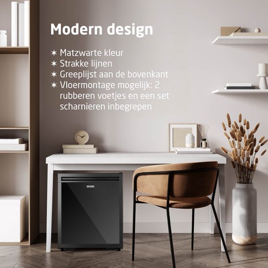 BREND BR-2225 Mini Fridge Freestanding 30 Liter - Réfrigérateur de table avec température réglable - Minibar avec orientation réglable de la porte - Noir