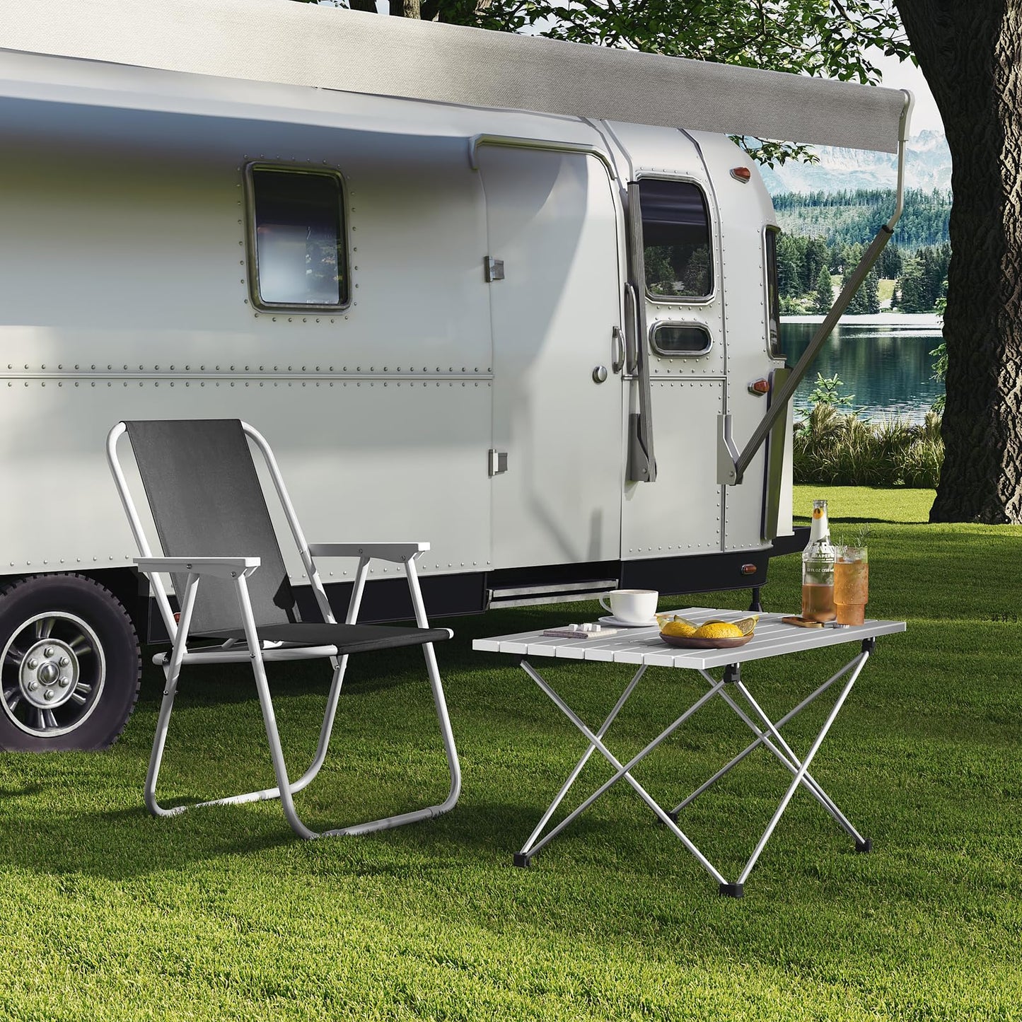 Table de camping en aluminium WOLTU - pliable - ultra-légère (1,7 kg) - 68 x 46 x 40 cm - argent`
