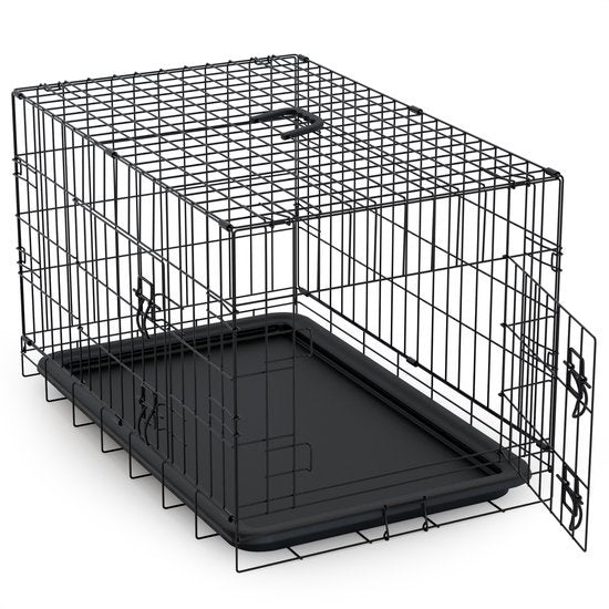 Cage Pliable pour animaux Avalo, pour chien ou chat, taille L, 2 Portes, 92x57x64 cm, Noir