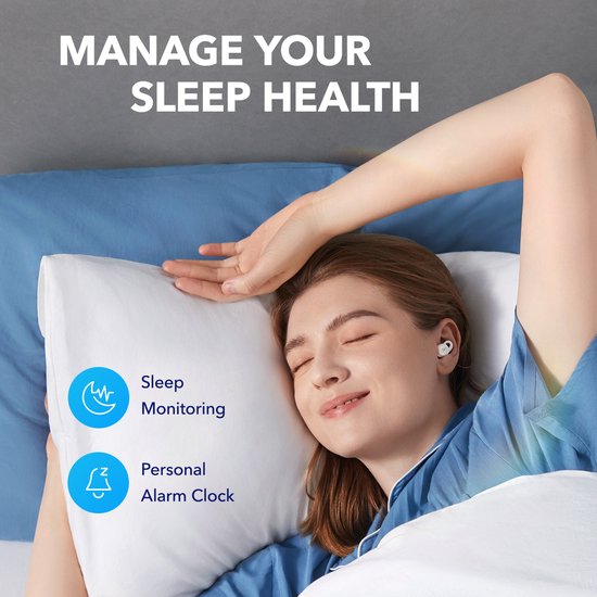 soundcore by Anker Sleep A10 - Bouchons d'oreilles Bluetooth pour le sommeil - Bouchons d'oreilles anti-bruit pour le sommeil - Ajustement confortable - Bluetooth 5.2 - Application - Pour des berceuses illimitées - Moniteur de sommeil