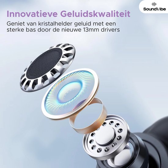 SoundVibe® - Earbuds Wireless With Noice Cancelling - Black - Bluetooth Earphones - Noice Cancelling Headphones - LX-10 Earpods with Screen - Works With Apple And Android - Earpods USB C - Wireless Earphons - Earphones Wireless