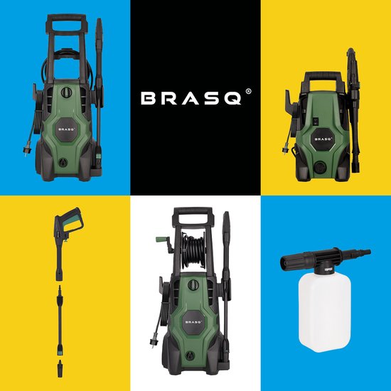 BRASQ HPW 105 - Nettoyeur de terrasse - Nettoyeur haute pression - 1400W - 105 bar - 426 L/H - Kit complet