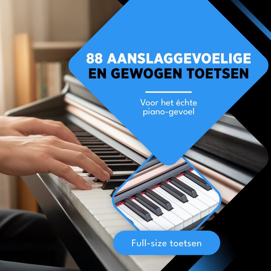 Finesse Digital Piano - 88 touches lestées - avec cadre, pédales et tabouret - Piano à clavier - Piano électrique - adulte et enfant