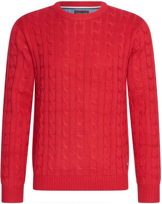 Cappuccino Italia - Pull homme Adria Cable - Rouge - Taille M