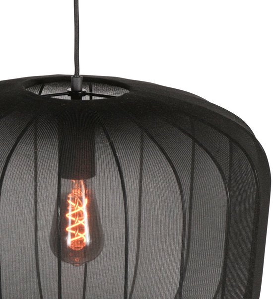 Anne Lighting - suspension - Sable - noir - lin et métal - Ø 55 cm - E27 - 4192ZW