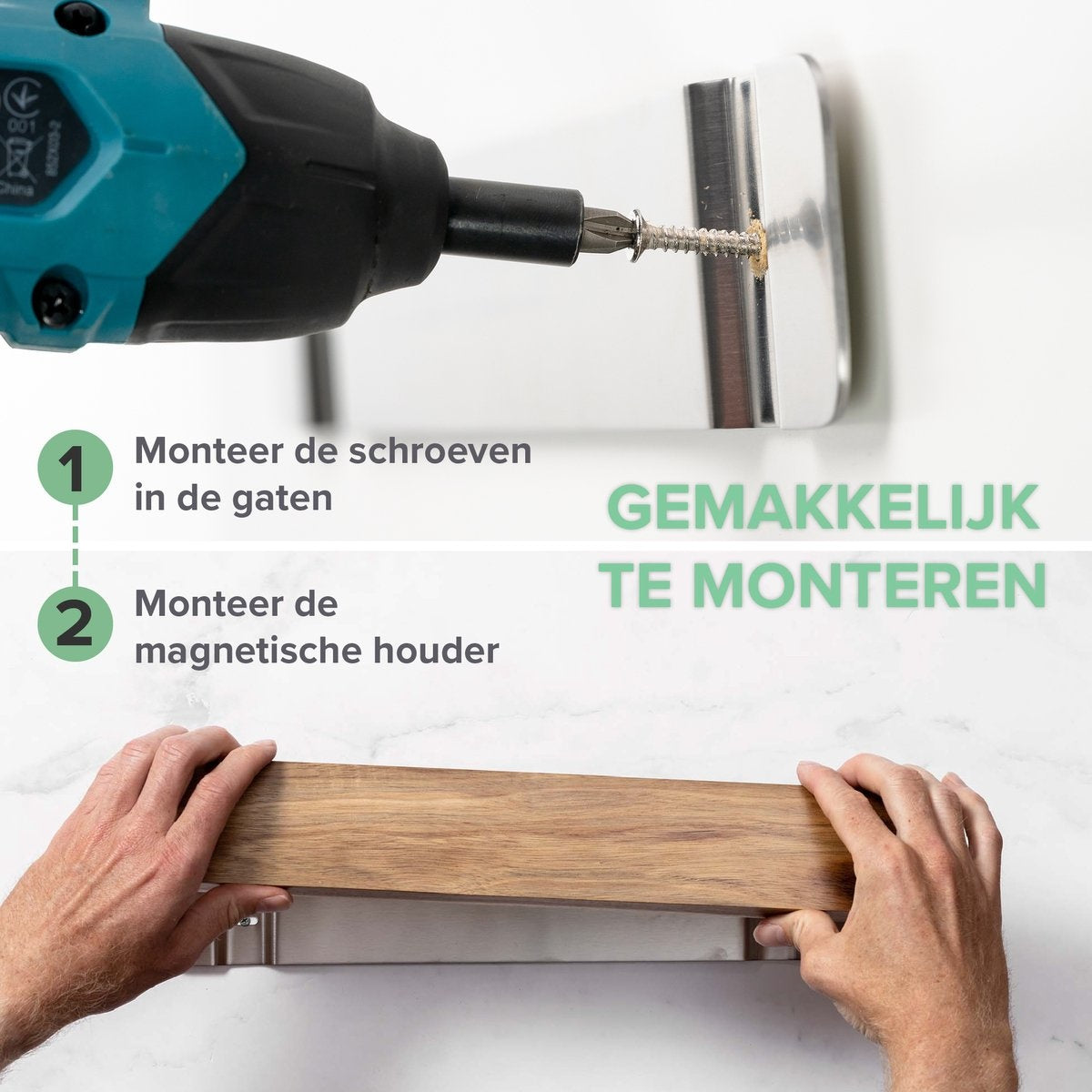 Grand Aimant à Couteaux 40CM - Porte-Couteaux Magnétique en Bois - Fixation par Vis - Bloc à Couteaux Magnétique en Acacia de Coninx - pour 6 à 9 Couteaux de Cuisine