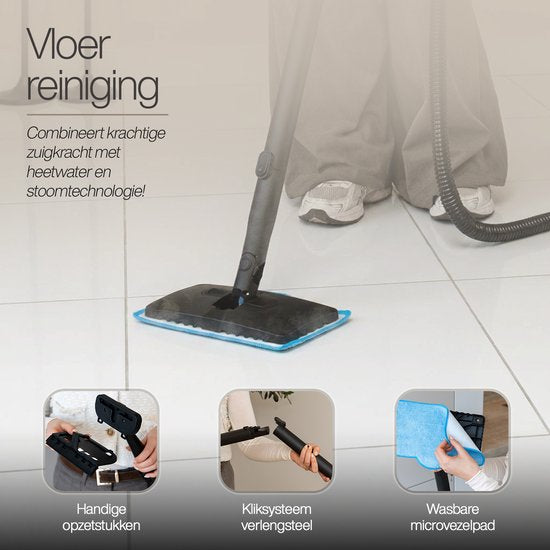 Nettoyeur de tapis GoScrub® 3-en-1 PRO avec raclette – Nettoyeur à vapeur et détachant pour canapés et tapis – Vapeur à 100 °C – Nettoyeur de canapés – Nettoyeur de meubles – Nettoyeur de fauteuils