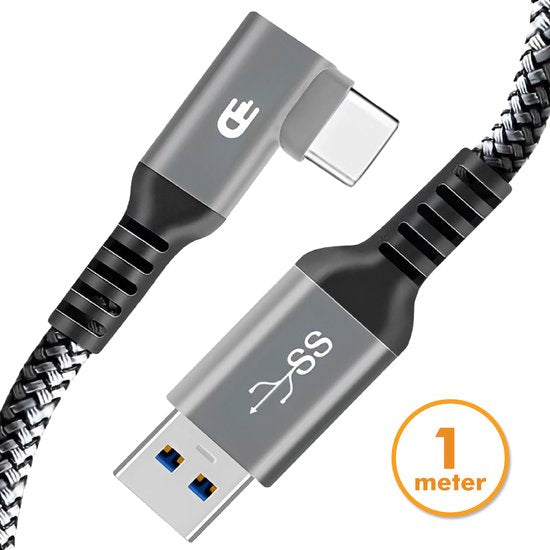 Drivv. Câble USB vers USB C - Crochet - Modèle 2024 - Câble de données et de charge USB C - Charge rapide / Charge rapide - 1 mètre court - Convient à Samsung, iPhone 15 et autres - Gris