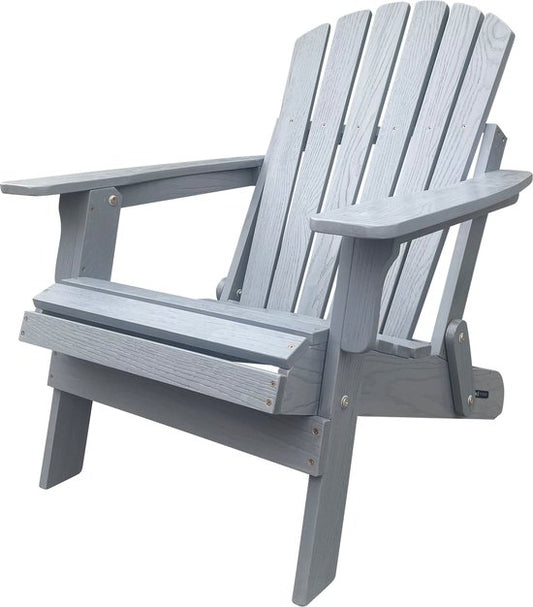 Chaise AXI Rosalie Adirondack Grise – Chaise de détente en bois avec accoudoirs – Pliable – Dossier haut – Chaise de jardin – 75,5 x 86,5 x 85 cm – 100 % bois de pruche certifié FSC