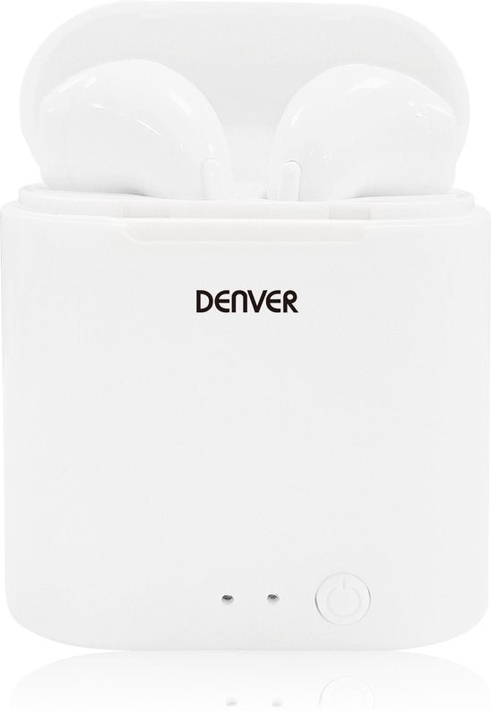 Denver Écouteurs sans Fil avec Étui de Chargement - Écouteurs sans Fil - Bluetooth - TWE36 - Blanc