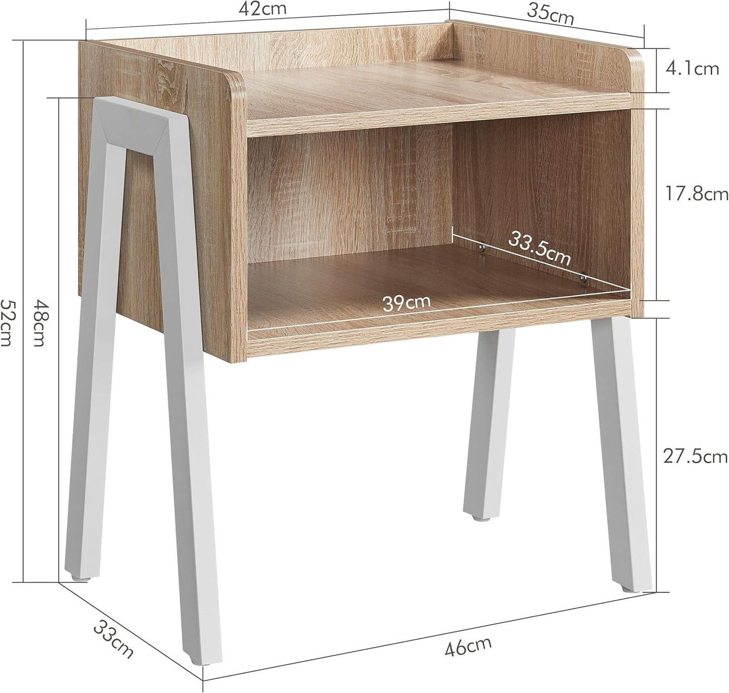 Table de chevet industrielle Yaheetech - Bois vintage - Compartiment ouvert - 46 x 35 x 52,5 cm