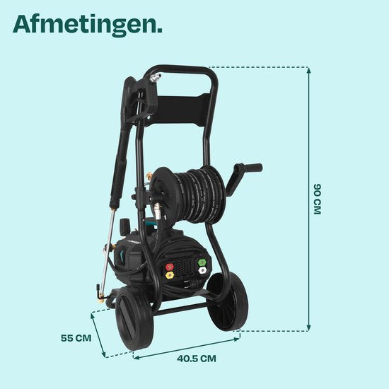 VONROC PRO Nettoyeur haute pression V25-3 - 2500W - 180 bar - 468 l/h - moteur à induction - 15m premium hose - Incl. nettoyeur de terrasse, buse à mousse et 5 buses