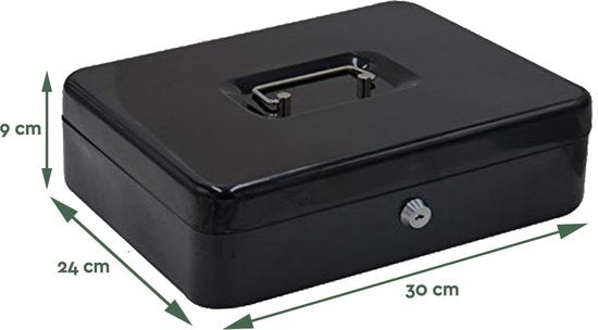 BRASQ Tirelire - Coffre à clés - Coffre à 5 compartiments Trieur de pièces - Acier - 30x24x9 cm Noir