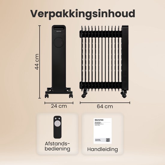 Auronic Oil Radiator - Radiateur électrique - 2500W - Noir