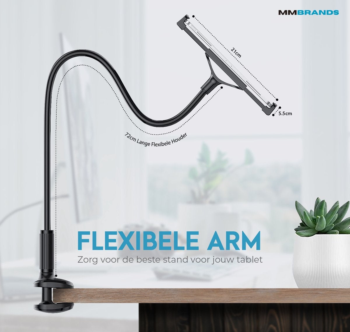 MM Brands Tablet Holder Flexible - Smartphone Stand Universal - Tripod suitable for Desk Table and Bed - ipad - Phone - GSM - Black