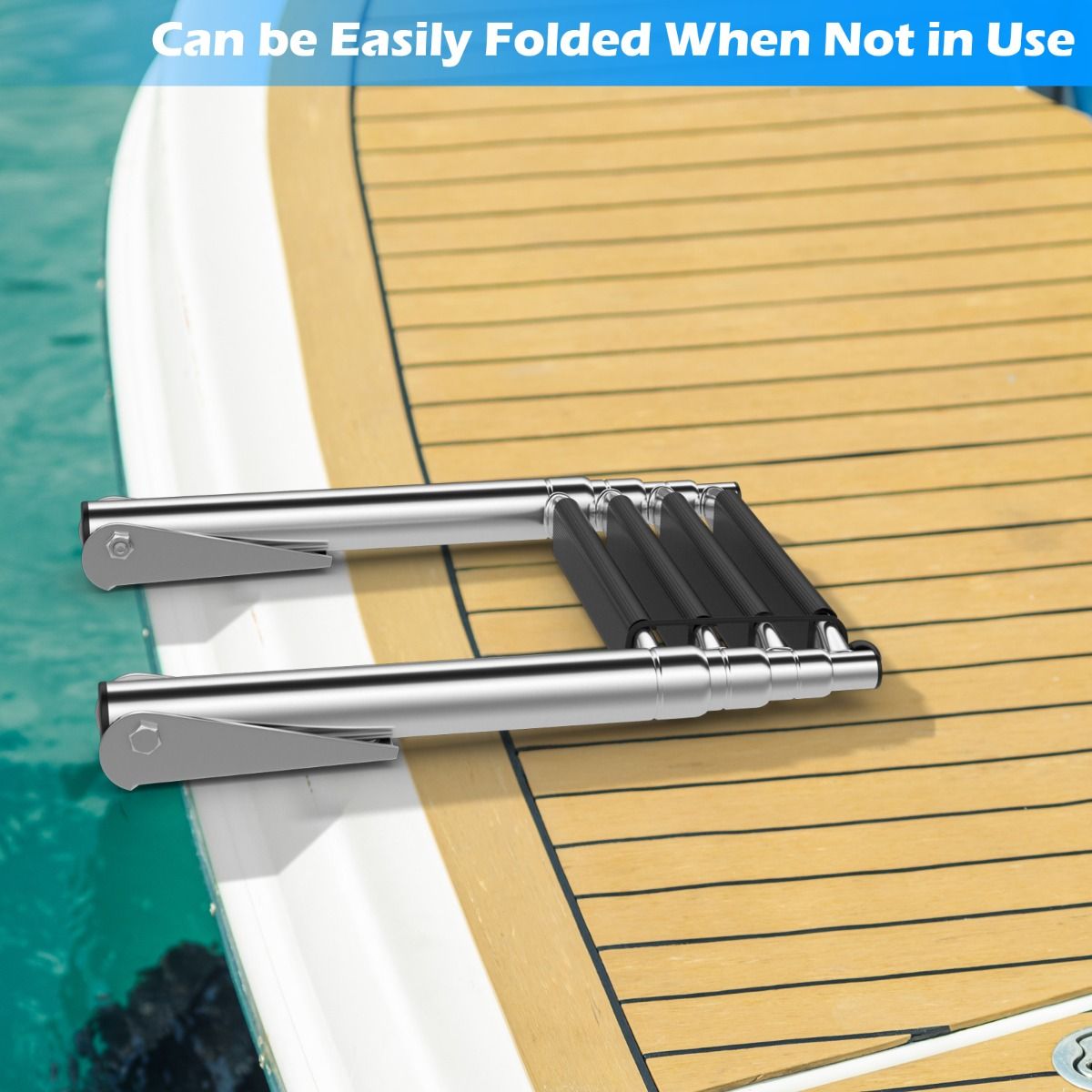 Coast Telescopic Boat Ladder 4-Stage - Anti-dérapant - Acier inoxydable - Capacité 227kg - Couleur argentée