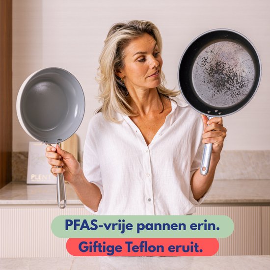 Safecourt Kitchen Poêle à frire en céramique - Ø 24 Poêle - Induction, électrique, céramique et gaz - Sans PFAS ni PTFE