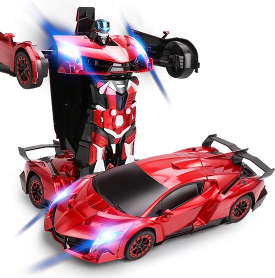 MEWAU 1:18 RC transforming car/robot - 2 in 1 Remote Controllable Car - Gesture perception - Toy Car - Red