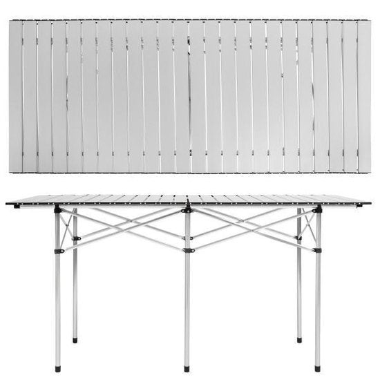 tectake® - Table de camping - Pliable - Sac de transport inclus - 140 x 70 cm - Gris - 401170