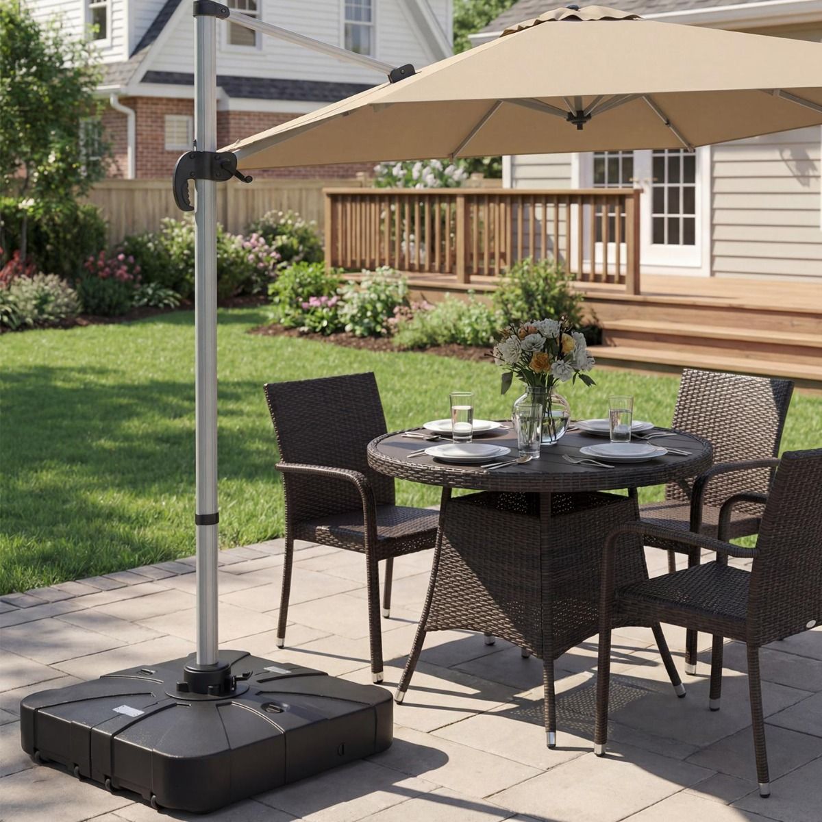 Pied de parasol Coast sur roulettes - taille M - jusqu'à 130 kg - noir