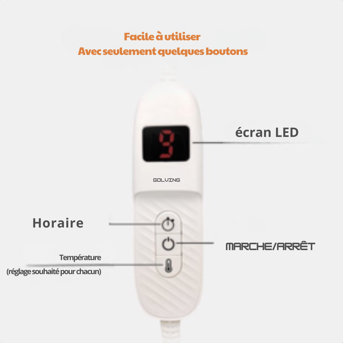 Couverture chauffante - Goliving - avec manches - Couverture douillette grande - Lavable - 9 réglages + minuterie - 195x125cm - Gris