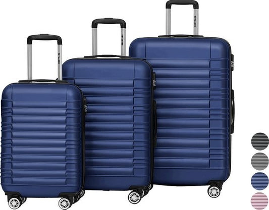TRVLMORE Set de valises - 3 pièces - 38L (bagage à main) + 70L + 110L - Bleu foncé
