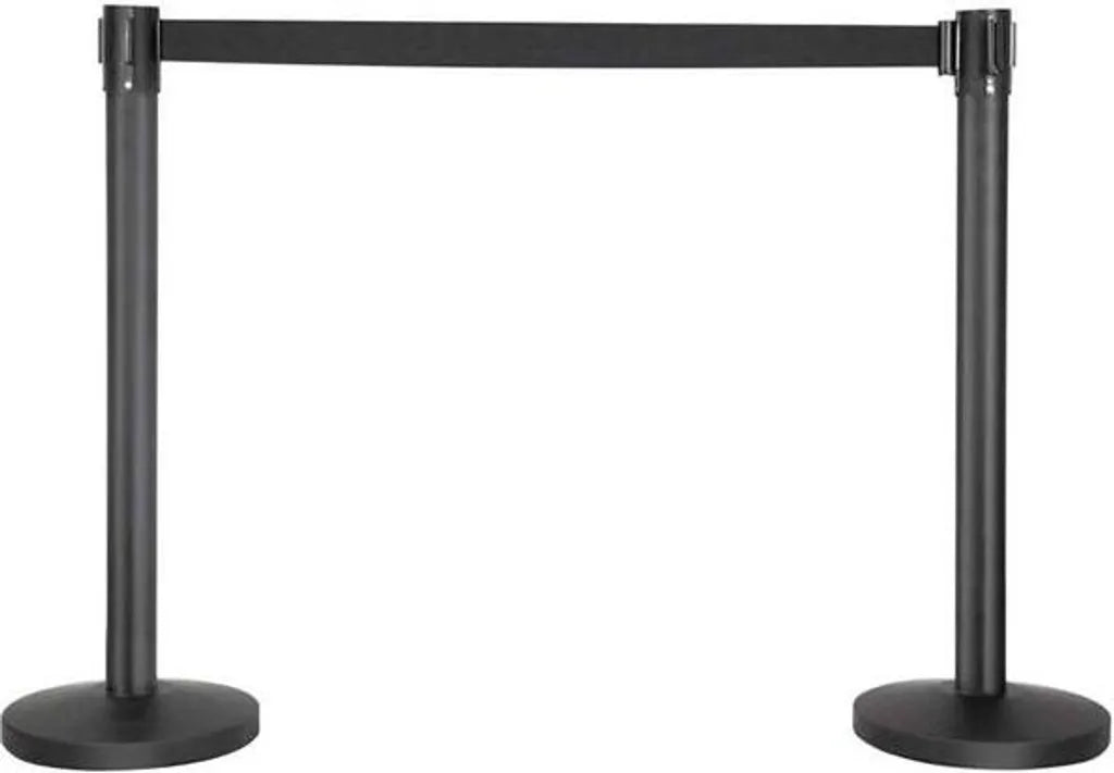 Yaheetech Lot de 2 poteaux de délimitation - Noir - Poteau de délimitation avec ruban extensible de 200 cm