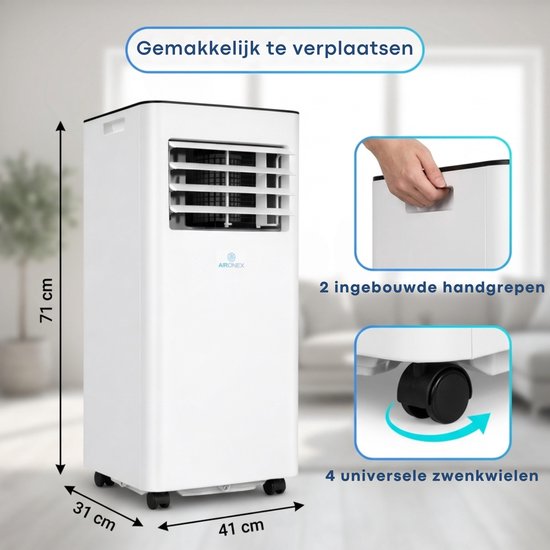 Climatiseur mobile Aironex 7000 BTU – Application et télécommande – Silencieux et compact – Climatiseur mobile avec joint de fenêtre – Climatiseur mobile pour chambre, salon, bureau