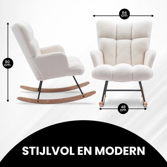 Bayt Fauteuil à bascule - Fauteuil - Fauteuil à bascule pour chambre de bébé - Fauteuil de détente - Blanc
