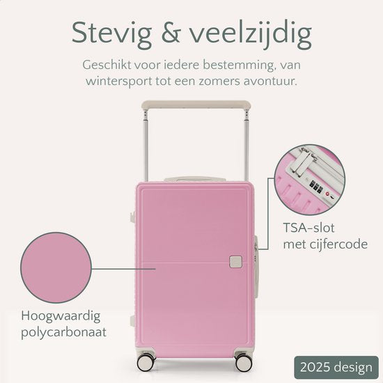 Skycases City Walker - Valise de voyage moyenne 77L - Légère et résistante - Roues pivotantes à 360° - Verrouillage TSA original - Housse de protection et pochette humide incluses - 66 x 45 x 26 cm - Rose