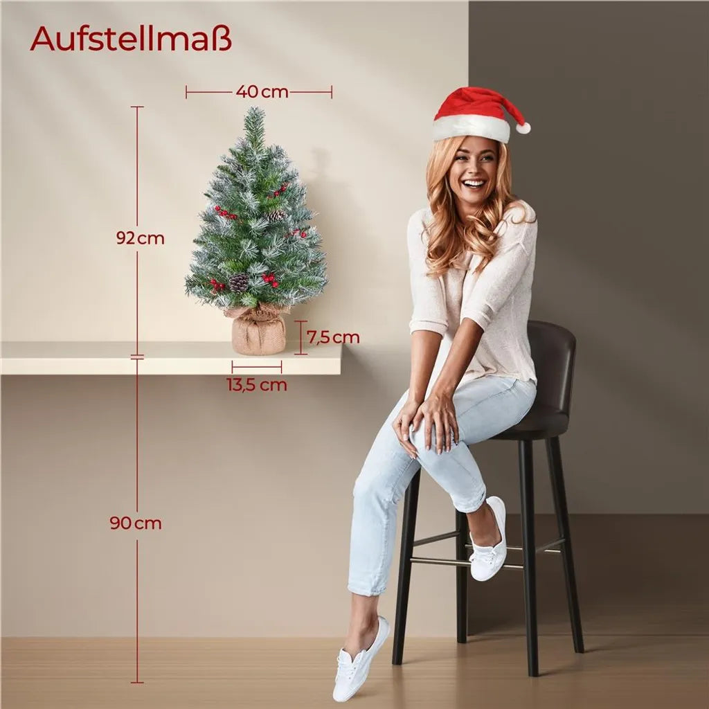 Yaheetech : lot de 2 sapins de Noël artificiels de 92 cm avec neige et LED