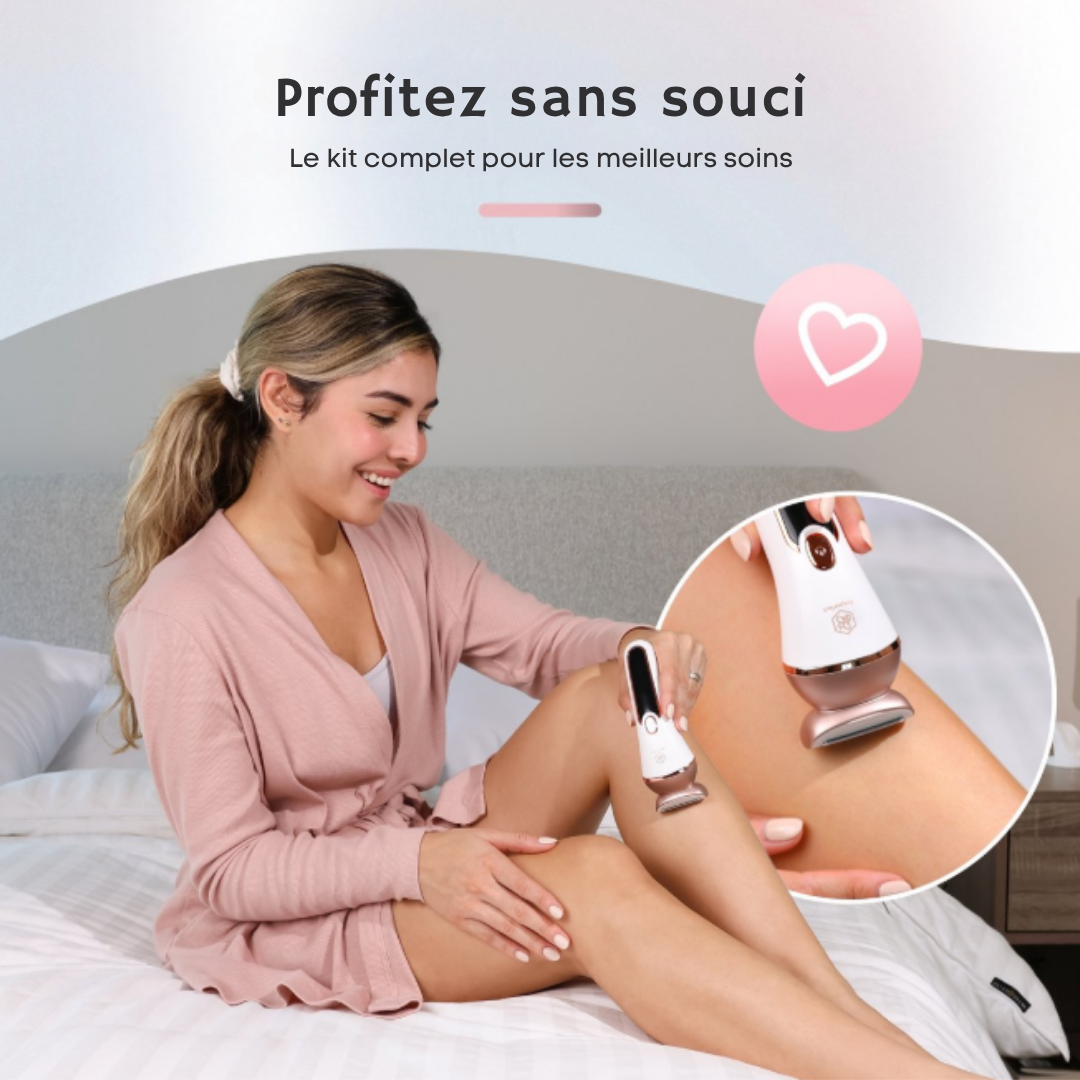 Épilateur Beeperfect® - Rechargeable - Étanche - 7 accessoires - Blanc/rose pâle
