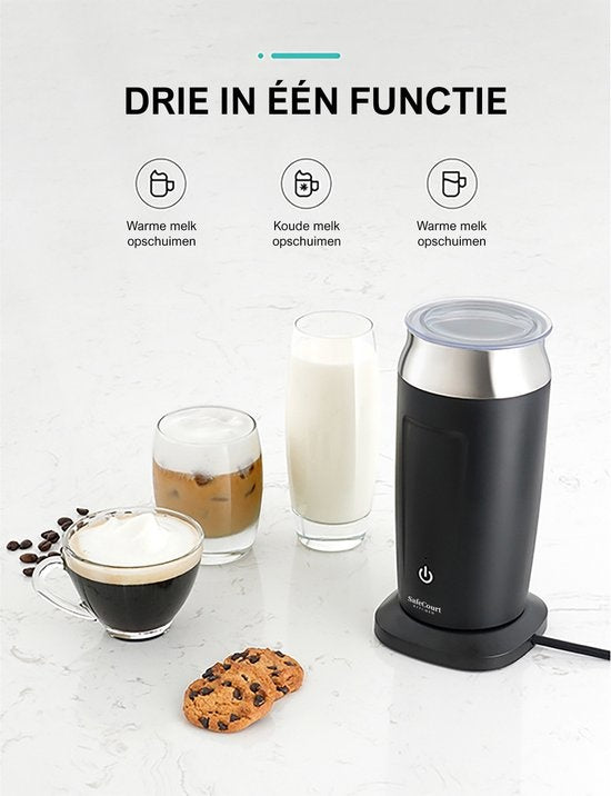 Safecourt Kitchen Milk Frother - Mousseur à lait électrique - Noir - 4 en 1 - Facile à utiliser - 500W - sans BPA