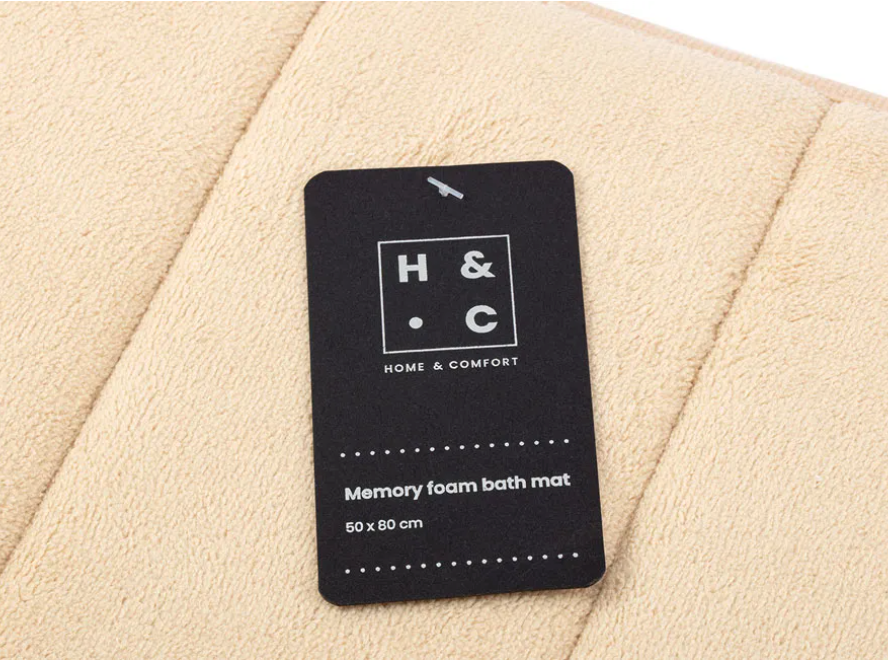 Tapis de bain en mousse à mémoire de forme, doux et antidérapant - Beige