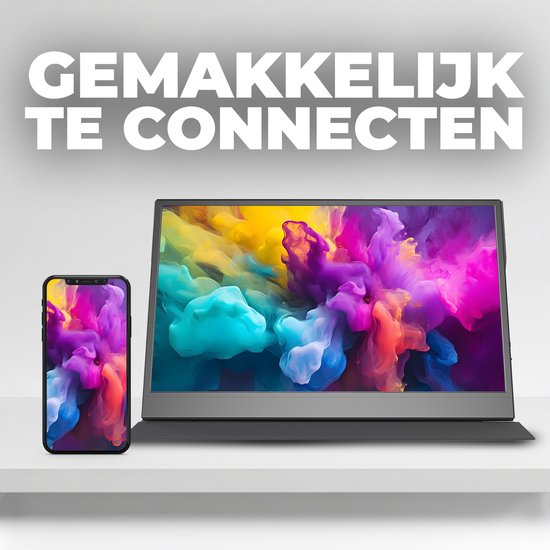 Écran portable Denver - Full HD - 15,6 pouces - Écran portable - Housse en cuir - HDMI - USB-C - PMO15604