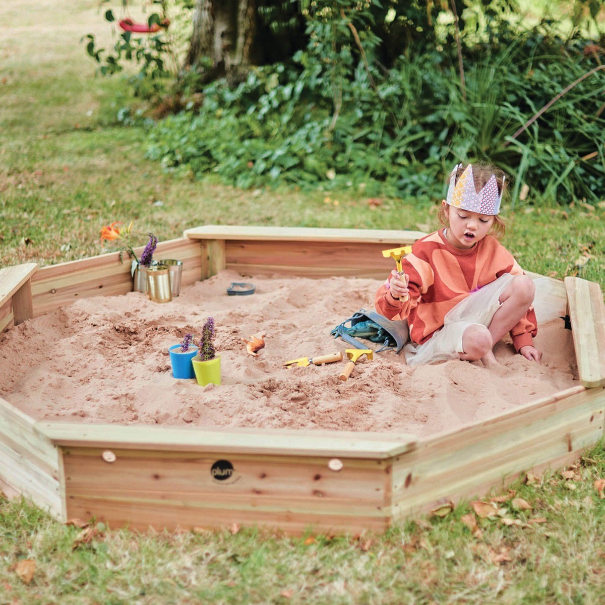 Plum Play Bac à sable géant en bois avec couvercle 1,5 x 1,5 m - Bois naturel