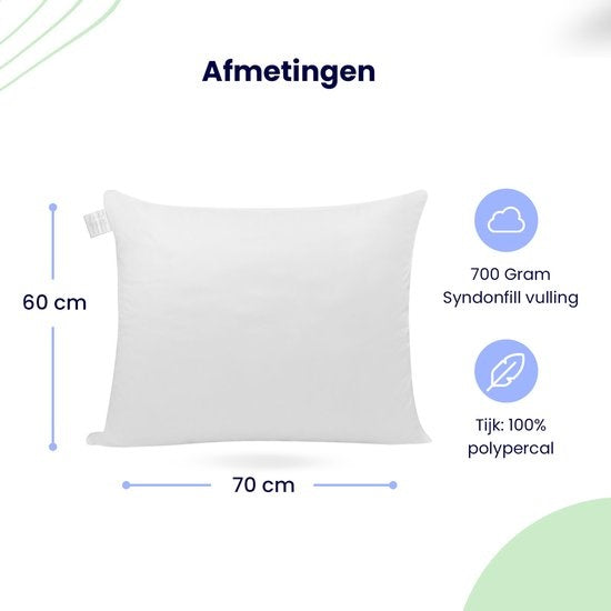 Soulsnooze - Oreiller de luxe de qualité hôtelière - Lot de 2 - Blanc - Moyen - 60x70 cm - Design ajustable - Oreillers de chambre à coucher - Antiallergique - Lavable