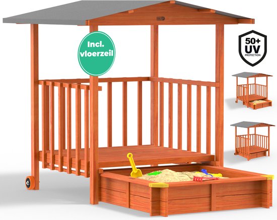 Spielwerk Sandbox - Bois Toit solaire UV 50+ Merle - 143x130x130cm