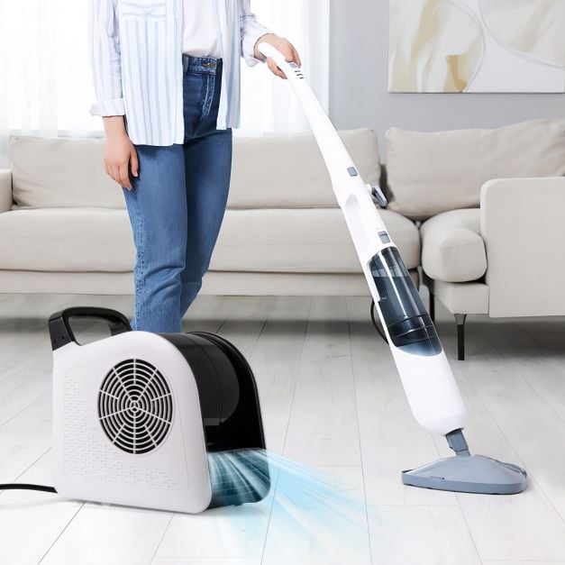 Ventilateur de sol Coast 130 W – 3 vitesses – orientable à 185° – 33 x 18 x 33 cm – noir et blanc