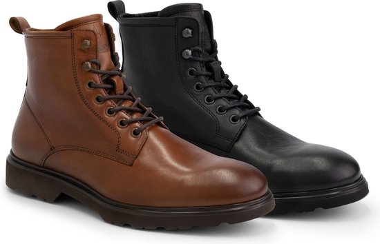 DenBroeck Foundry St. High chaussures à lacets pour hommes - Bottes doublées - Cuir noir