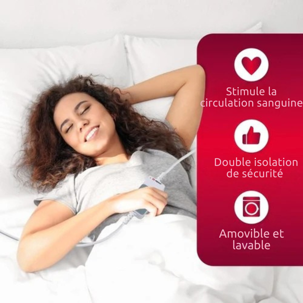 Couverture électrique - Alpina - Couverture chauffante - 3 niveaux - lavable - 1 personne - 150x80cm