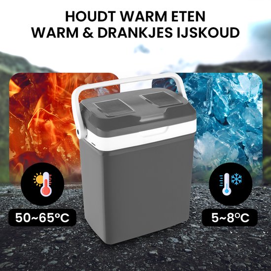 Outbee Coolbox - Coolbox électrique 12v 230 volt - Coolbox voiture - 21L - Convient aux bouteilles de 1,5 litre - Gris