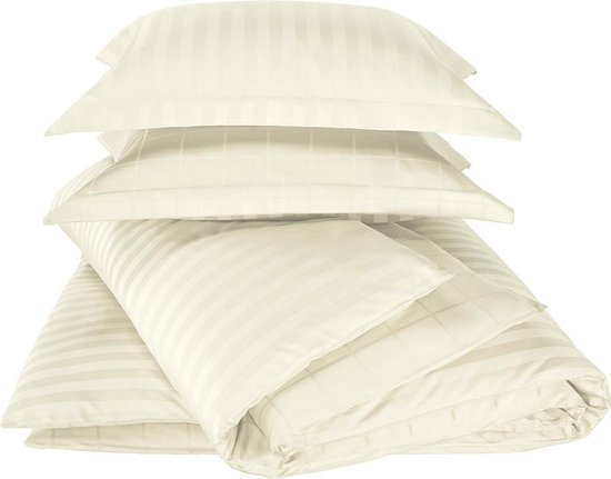 Housse de couette De Witte Lietaer en satin de coton Zygo - Lit jumeaux - 240 x 220 cm - Ivoire