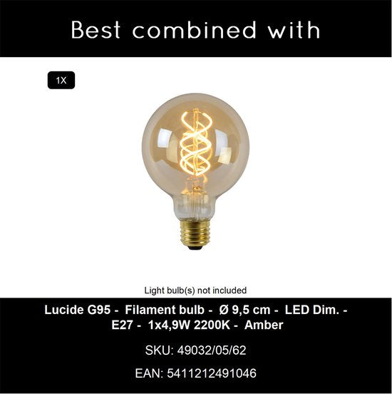 Lucide CORINA - Lampe de table - Ø 40 cm - 1xE27 - Noir - Japandi