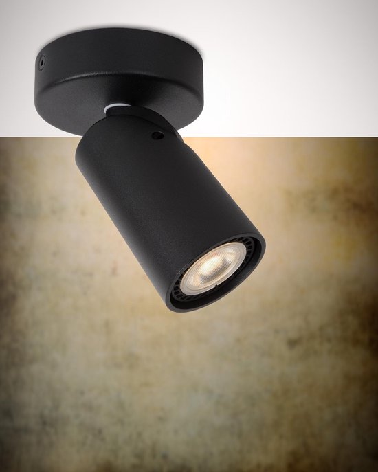 Lucide XYRUS - Spot de plafond (lampe de plafond) - Ø 9 cm - LED à intensité variable vers le chaud - GU10 - 1x5 W 2200 K/3000 K - Noir