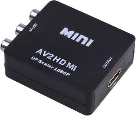 Garpex® Tulip to HDMI Converter - AV to HDMI Adapter - Composite to HDMI - Wii to HDMI - 1080P Full HD - câble d'alimentation USB inclus - Noir
