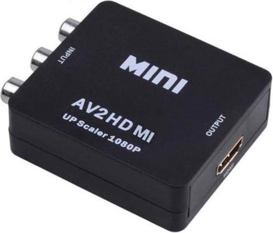 Garpex® Tulip to HDMI Converter - AV to HDMI Adapter - Composite to HDMI - Wii to HDMI - 1080P Full HD - câble d'alimentation USB inclus - Noir