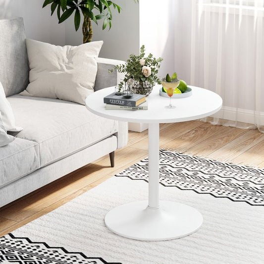Table de bar et table à manger ronde Coast - Réglable en hauteur - 2-en-1 - Blanche - Lot de 2
