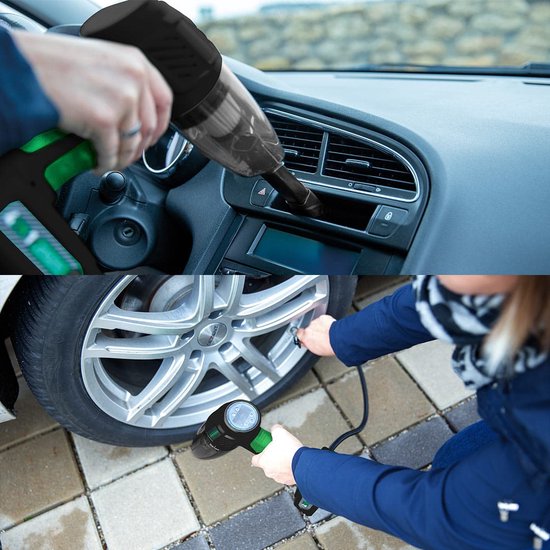 Hammersmith AirStorm - Aspirateur à main sans fil et compresseur d'air avec voyant SOS et kit d'accessoires complet - Gonfler les pneus de voiture - Vérifier la pression des pneus - Aspirateur et pompe pour voiture - Édition vente par correspondance